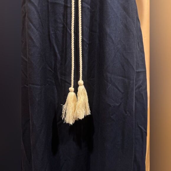1. State Navy Blue Spaghetti Strap Boho Summer Maxi Dress Lace trim Sz S - Picture 4 of 8